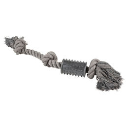 Produktbild von DUVO+ Spielknochen Hundespielzeug Eco-Seil 3 Knoten & Zylinder Gumminoppen grau