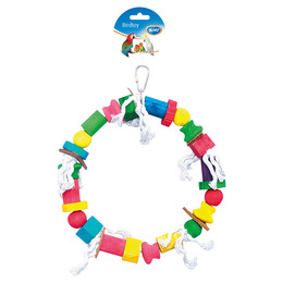 Produktbild von Duvo+ Vogelspielzeug Baumwollknoten mit Leder und Holzblöcken