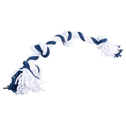 Produktbild von Duvo+ Zahnpflegeseil aus Sweaterstoff mit 4 Knoten blau/weiß