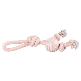 Produktbild von DUVO+ Zerrspielzeug Hundespielzeug Seilschlaufe mit Knoten und Gummiball rosa