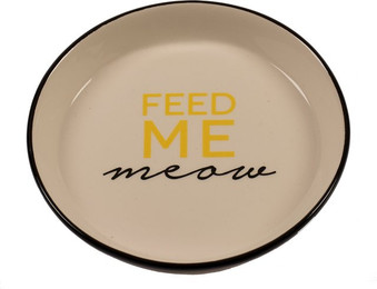 Produktbild von duvoplus Feed Me Meow Futternapf Ø 13,8 cm 180 ml schwarz glasierte Keramik - 180 ml