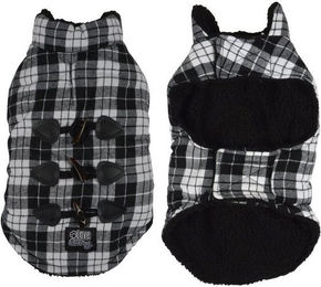 Produktbild von dynamic24 Hundejacke Teddyfleece Wintermantel kariert - 1 Stk.