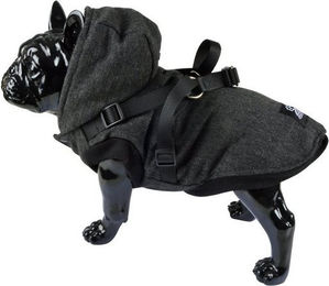 Produktbild von dynamic24 Hundejacke Wintermantel mit Gurt und Kapuze anthrazit