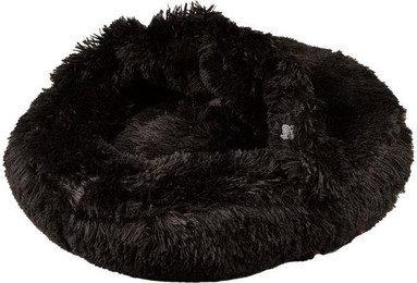 Produktbild von dynamic24 Tierbett Plüsch Hundebett schwarz Ø 55cm
