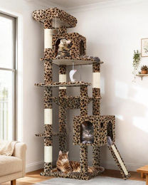Dailygoods Katzenbaum Leopard 178 cm mit Hängematte und großem Katzenhaus – Bild 1 von 1