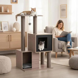 Dailygoods Moderner Katzenbaum mit Sisal-Kratzsäulen und abnehmbaren Kissen – Bild 1 von 1