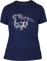 Produktbild von Damen T-Shirt York Shiny Horse aus Baumwolle Blau Größe S