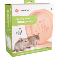 Produktbild von Danco Holz Laufrad Flamingo Rosa für Chinchilla Degu und Ratte Durchmesser 29 cm