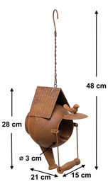 DanDiBo Vogelhaus Gießkanne aus Metall in Edelrost-Optik als wetterfester Nistkasten und Futterstation zum Aufhängen – Bild 1 von 9