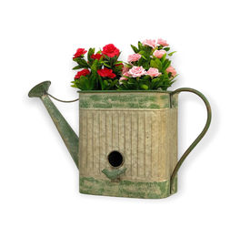 DanDiBo Vogelhaus Gießkanne aus Metall mit Blumentopf als Futterstation und Nistkasten wetterfest 40 cm – Bild 1 von 5