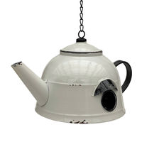 Produktbild von DanDiBo Vogelhaus Teekessel aus Metall wetterfester Nistkasten und Futterstation im Retro-Design