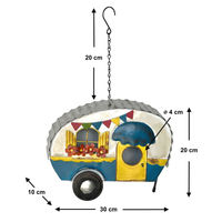 Produktbild von DanDiBo Vogelhaus Wohnwagen aus Metall zum Aufhängen Wetterfester Nistkasten im Shabby Design
