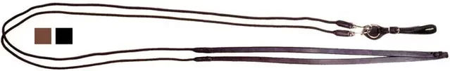 Daslö Pony Zügel aus Leder in Braun mit Karabiner und Kordelrohr – Bild 1 von 2