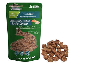 Produktbild von DAUERKAUER Fischkauer Lachs-Dorsch Belohnungssnack ohne Farb- und Aromastoffe 85 g