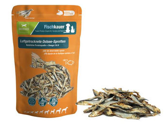 Dauerkauer Fischkauer Ostsee-Sprotten luftgetrockneter Protein-Snack für Hunde und Katzen 60 g - 60 g – Bild 1 von 2