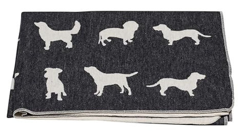 David Fussenegger Hundedecke aus Flanell mit Hundesilhouetten in Anthrazit 100 x 140 cm – Bild 1 von 3