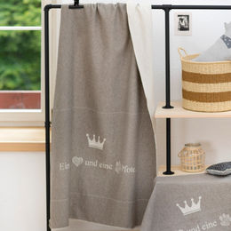 David Fussenegger Hundedecke Herz und Pfote aus Baumwolle 100 x 140 cm Rauch Beige – Bild 1 von 7