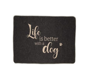 David Fussenegger Hundedecke Life is Better Anthrazit aus Baumwolle 90x70 cm – Bild 1 von 3