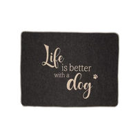 Produktbild von David Fussenegger Hundedecke Life is Better Anthrazit aus Baumwolle 90x70 cm