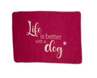 David Fussenegger Hundedecke Life is Better aus Baumwolle Pink 70 x 90 cm – Bild 1 von 3