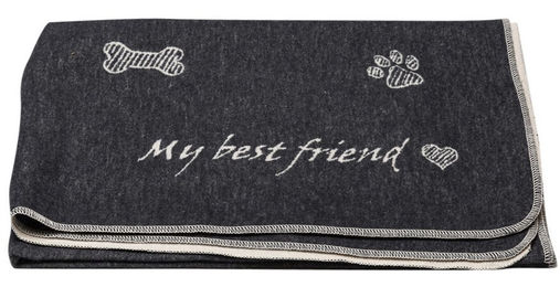 David Fussenegger Hundedecke My Best Friend Knochen Allover Grau aus Baumwolle 100 x 140 cm – Bild 1 von 7