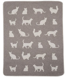David Fussenegger Katzendecke Katzensilhouetten Grau aus Baumwolle 70 x 90 cm – Bild 1 von 3