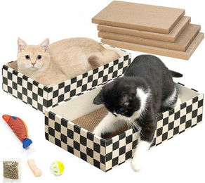 De Kat Kratzbaum aus Holz in Schwarz für Katzen zur Krallenpflege und Aktivität – Bild 1 von 1