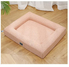 Dear Darling DD-01 Orthopädisches Katzenbett und Hundebett mit Memory Foam und waschbarem Bezug, Größe L, Apricot – Bild 1 von 4