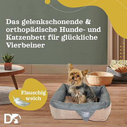 Dear Darling Luxus Hundebett und Katzenbett mit Memory Foam Matratze Braun Anthrazit Größe L – Bild 1 von 5