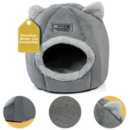 Dear Darling Luxus Katzenhöhle Hundehöhle Grau Größe M mit Fleece – Bild 1 von 6