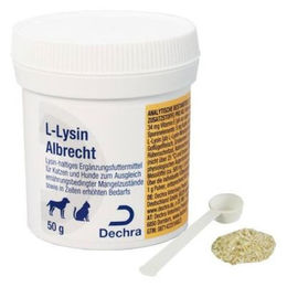 Produktbild von Dechra L-Lysin Albrecht Granulat zur Unterstützung der Augenfunktion, des Immunsystems und der Atemwege für Hunde und Katzen 2 x 50g - 2 x 50 g