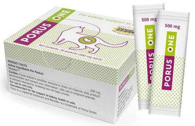 Dechra Porus ONE Ergänzungsfuttermittel für Katzen zur Unterstützung der Nierenfunktion 30 x 500 mg Pulver - 30 x 0,5 g – Bild 1 von 3