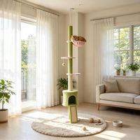 Produktbild von Deckenhoher Katzenbaum mit 5 Ebenen und Kratzstamm in Grün höhenverstellbar 220-240 cm