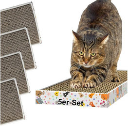 DecoHomeTextil Kratzbrett für Katzen aus Kratzpappe 5er-Set Braun 46,5 x 17,5 x 3,4 cm – Bild 1 von 10
