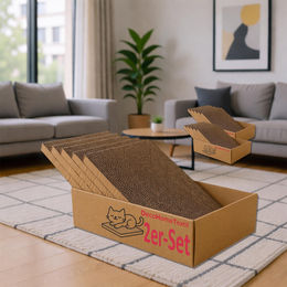 DecoHomeTextil Kratzpappe für Katzen 2x 5er-Set beidseitige Kratzmatte zur Krallenpflege Braun 44 x 29,5 x 13 cm – Bild 1 von 4