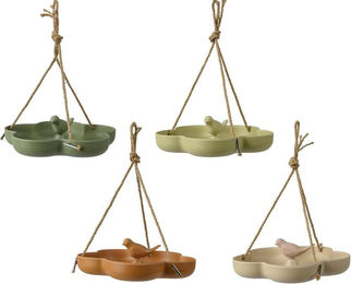 Produktbild von Decoris Vogelfutterstation in Blumenform aus Bambus und Keramik 23x5,5cm