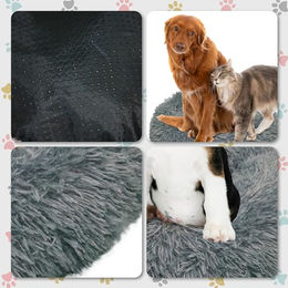 DEFACTO Hundebett in Leinenoptik mit erhöhten Rändern und rutschfester Unterseite Grau Grösse L 70cm x 70cm – Bild 1 von 3