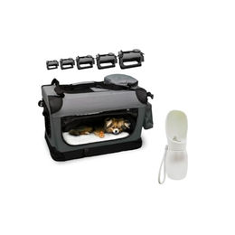 DEFACTO Hundebox faltbar aus Oxford-Gewebe für Hunde und Katzen, Transportbox für Auto und Reisen, Grau, 3XL Jumbo – Bild 1 von 7