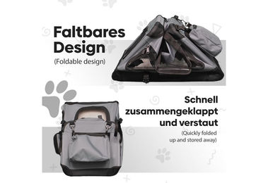 DEFACTO Hundebox faltbar für Hunde und Katzen aus Oxford-Gewebe Grau Größe L – Bild 1 von 9