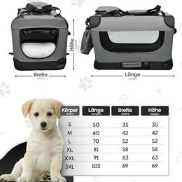 DEFACTO Hundebox XXL faltbar aus Oxford-Gewebe für Hunde und Katzen in Grau – Bild 1 von 6