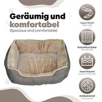 Produktbild von Defactoshop Hundebett in Leinenoptik mit Plüsch für erwachsene Hunde Braun