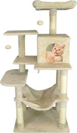 Defactoshop Kratzbaum für Katzen mit dicker Säule in Rom Beige 143 cm – Bild 1 von 1