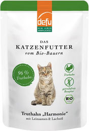 Produktbild von Defu Bio Katzen Nassfutter Truthahn und Lachs für adulte Katzen 85g - 85 g