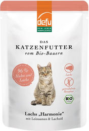 Produktbild von Defu Bio Lachs Harmonie Katzenfutter mit Huhn für adulte Katzen 85g - 85 g