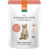 Produktbild von Defu Bio Lachs Harmonie Katzenfutter mit Huhn für adulte Katzen 85g - 85 g