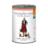 Produktbild von defu Bio Lachs Sensitive Katzenpastete mit Geflügel für erwachsene Katzen 12x410g