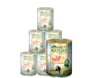 Dehner Best Nature Katzenfutter Adult Lachs und Huhn Dose 6 x 400 g ohne Farb- und Aromastoffe – Bild 1 von 3