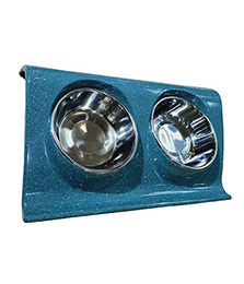 Dehner Doppel-Hundenapf aus Melamin und Edelstahl in Blau, 38 x 25 x 7 cm – Bild 1 von 1