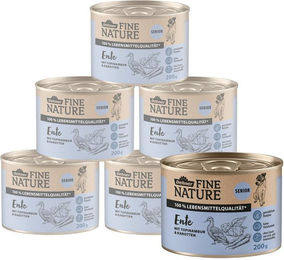 Dehner Fine Nature Senior Hund Nassfutter Ente Topinambur Karotten Getreidefrei 6 x Dose – Bild 1 von 1