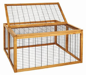 Dehner Freilaufgehege Rolf aus Holz und Metall mit aufklappbarem Dach für Kaninchen und Meerschweinchen 116 x 116 x 58 cm – Bild 1 von 8